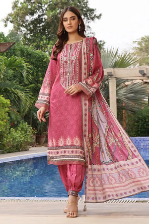 3PC Embroidered Unstitched Lawn Suit KL-2555