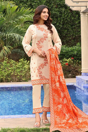3PC Embroidered Unstitched Lawn Suit KL-2565