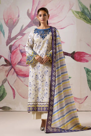 3PC Embroidered Unstitched Lawn Suit KL-2612