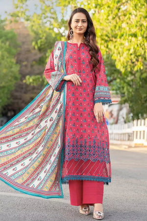 3PC Embroidered Unstitched Lawn Suit KL-2816