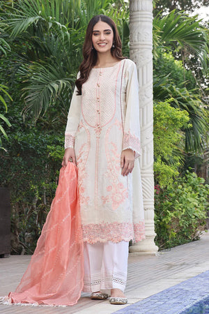 3PC Embroidered Unstitched Lawn Suit KOE-2571