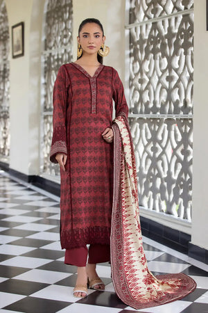 3PC Embroidered Unstitched Linen Suit KLE-2965