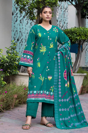 3PC Printed Unstitched Khaddar Suit KKH-2881