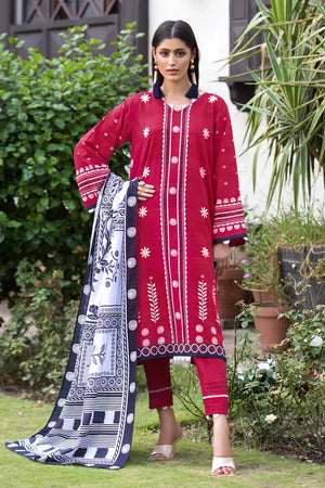 3PC Printed Unstitched Khaddar Suit KKH-2882