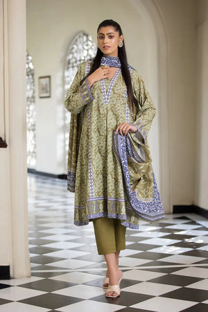 3PC Printed Unstitched Khaddar Suit KKH-2886