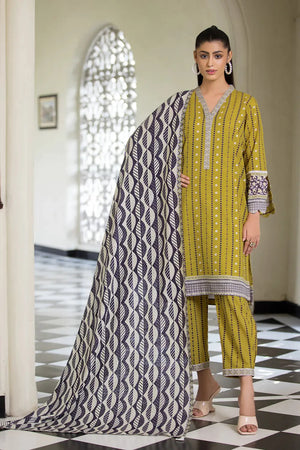 3PC Printed Unstitched Khaddar Suit KKH-2905