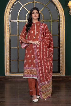 3PC Printed Unstitched Khaddar Suit KKH-2933