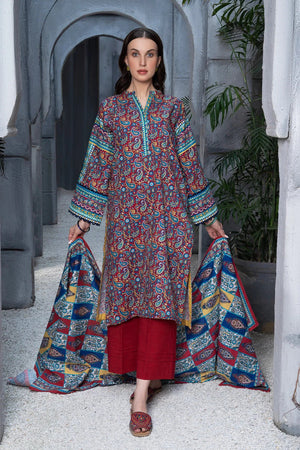 3PC Printed Unstitched Khaddar Suit KKH-3005