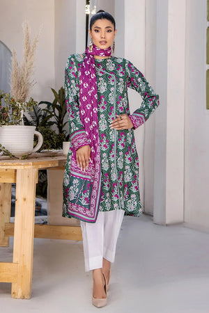 3PC Printed Unstitched Lawn Suit KLA-2708 Green