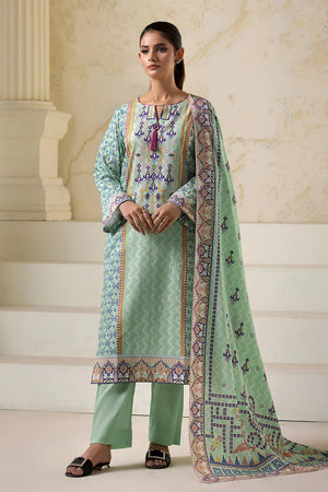 3PC Printed Unstitched Lawn Suit KLA-2746