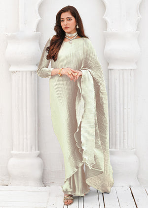Ivory - Pleated Gown Saree