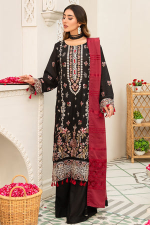 R-05 : Unstitched Embroidered Slub Karandi 3PC