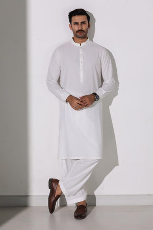 Off White Blended Casual Shalwar Kameez For Men