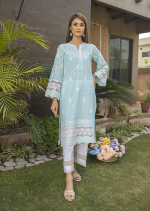 Arctic Blue Embroidered Kurta