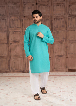 Firozi Turquoise Chikankari Kurta