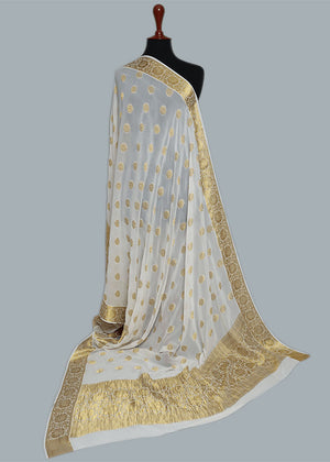 Pure Bemberg Crinkle Jacquard Dupatta-MDWH0001203