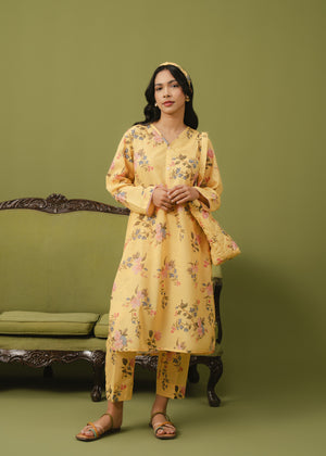 Sunflower Yellow Printed Suit