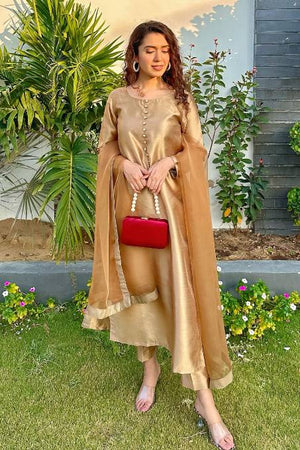 Gold Raw Silk 3PC Suit