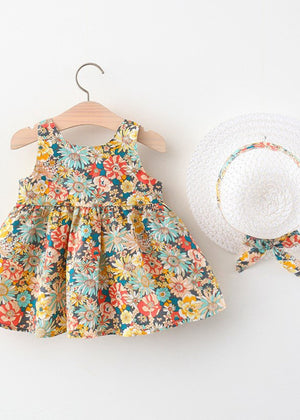 Sun flower Frock With Hat