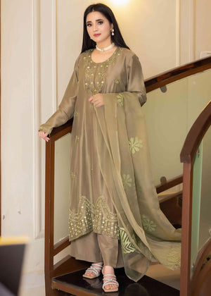 Army Green Pure Raw Silk Outfit