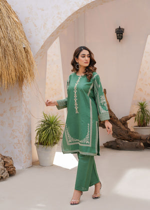 Adubi-2pc embroidered kurti set ready to wear