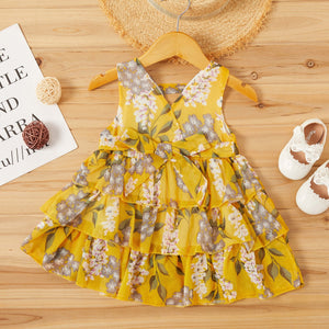 Baby / Toddler Girl Pretty Floral Print Layered Dresses