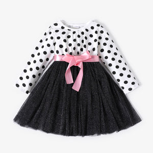 Baby/Toddler Girl Pretty Polka Dot Bow Stitching Dress