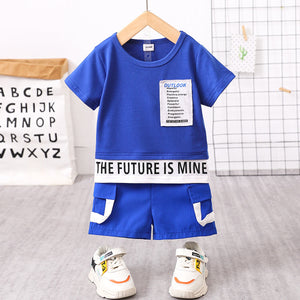 2pcs Toddler Boy Trendy Letter Print Tee and Shorts Set