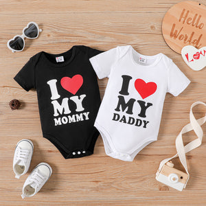 Baby Boy/Girl Heart & Letter Print Short-sleeve Romper