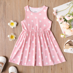 Toddler/Kid Girl Heart Print/Polka dots Sleeveless Dress