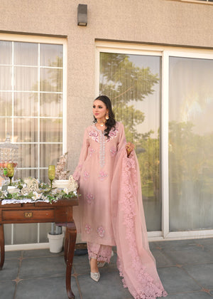 Tea pink raw silk outfit