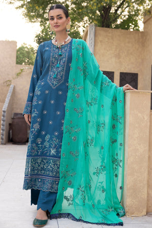 TA-11 : Unstitched Embroidered Slub Karandi 3PC