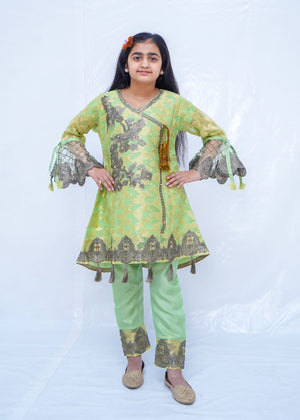 girls angrakha frock suit