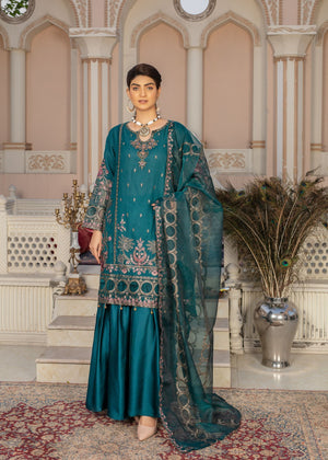 GRACEFUL TEAL - 3PC CHIFFON