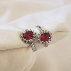 Adjustable ruby red ring -luxury-045