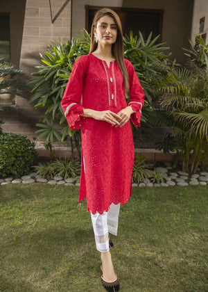 Red Chikankari Kurta