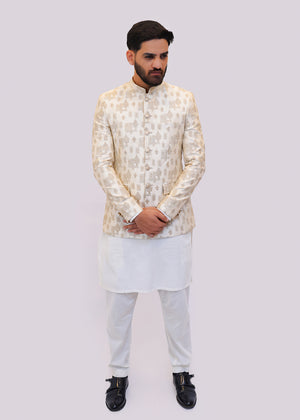 Ivory Embroidered Fabric Prince Coat