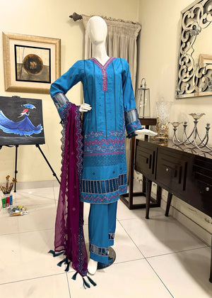 Blue Chikankari 3pc Suit