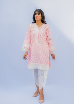 Baby Pink Chikan Shirt