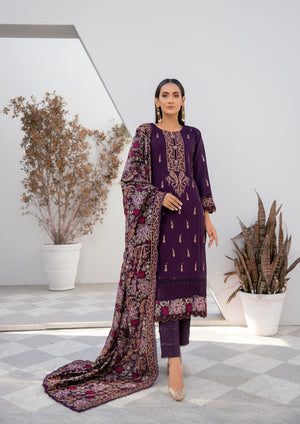 Winter Luxury Embroidered Dhannak D23102