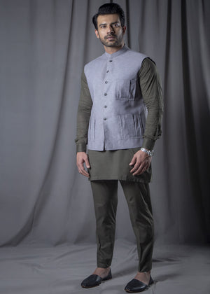 GREY COTTON WAISTCOAT WC056-GRY