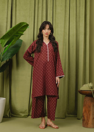 Maroon Chunri Printed Suit