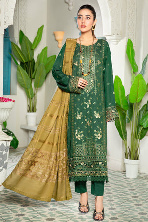 R-10 : Unstitched Embroidered Slub Karandi 3PC