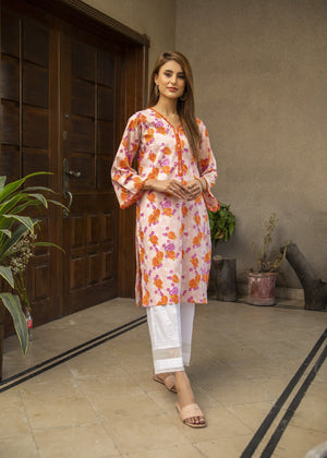 Pink and orange Printed kurta