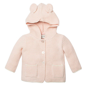 Pink&White Hooded Cardigan