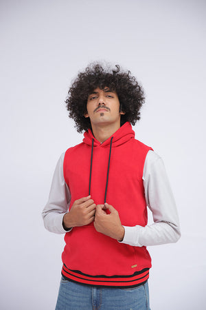 Red Sleeveless Hoodie