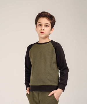 Boys' Raglan Waffle Knit Shirt