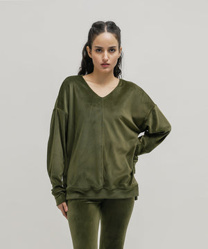 Women's Velour V-Neck Shirt