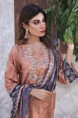 3 Piece – Premium Embroidered Karandi – 8318