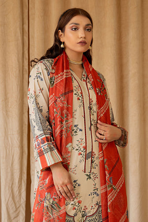 3 Piece – Luxury Printed Cotton Satin – 8235